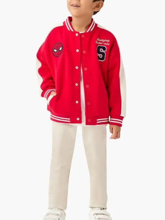 Kids Spider-Man Varsity Jacket Red | Marvel Inspired Baseball Jacket