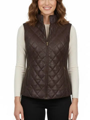 Chocolate Brown Genuine Leather Gilet