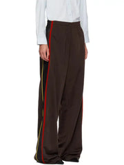 Brown Track Jacket and Trouser Set with Contrast Red and Yellow Stripes
