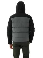 Men’s Black and Grey Hooded Puffer Jacket with Insulated Panels