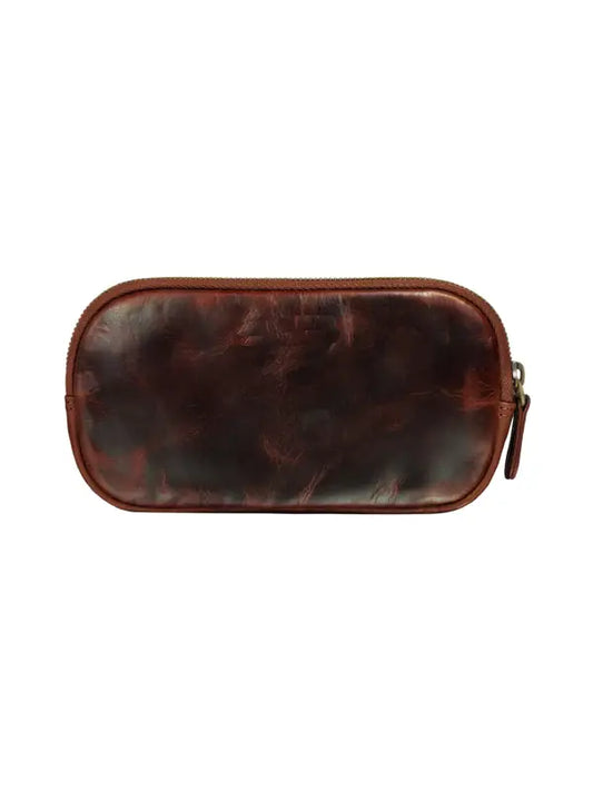 Vintage Brown Genuine Leather Zipper Pouch – Multi-Purpose Travel & Everyday Organizer
