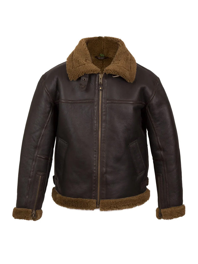 Real sheepskin leather aviator jacket for men