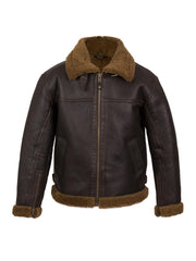 Real sheepskin leather aviator jacket for men