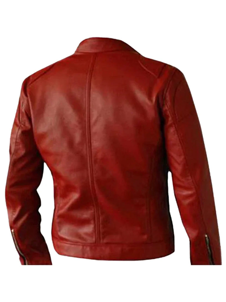 Biker Elegant Red Leather Jacket - The Leather Jackets