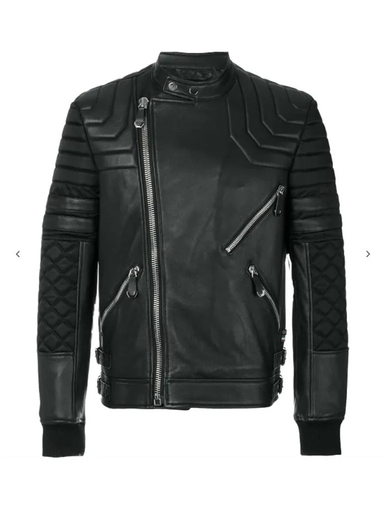 Slim Fit Black Quilted Leather Jacket