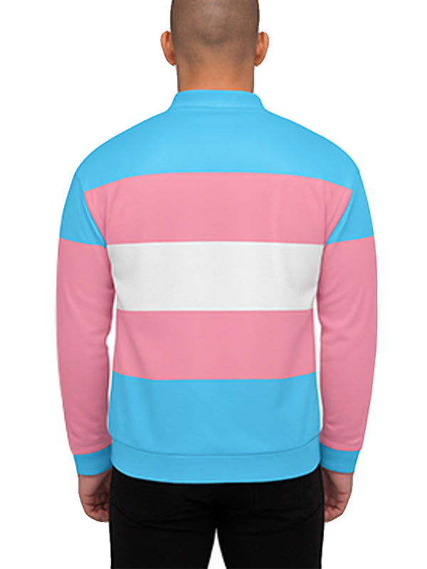 Trans Pride Striped leather Bomber Jacket