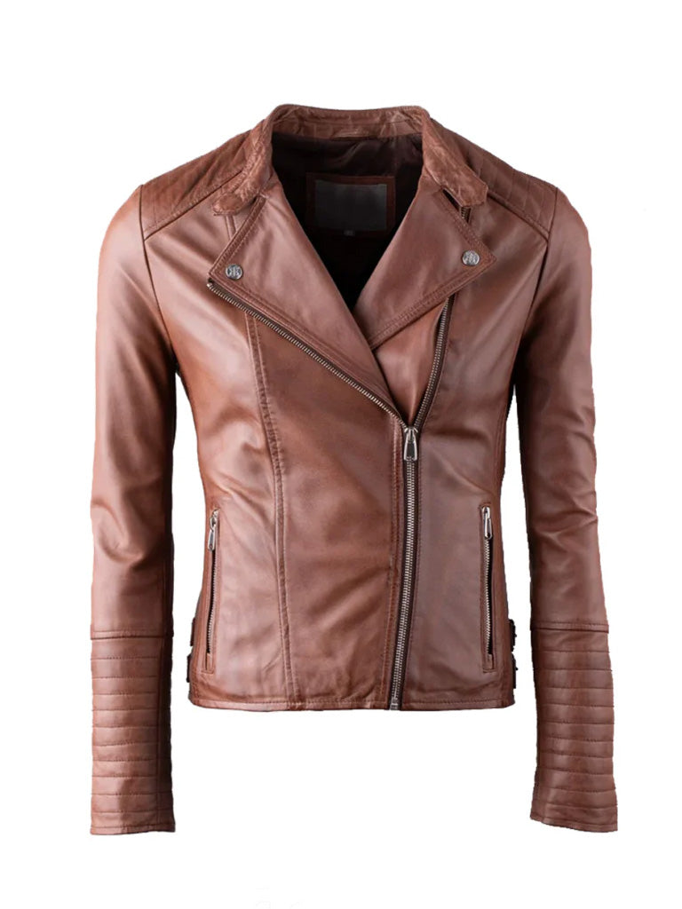 Brown Biker Genuine Leather Jacket - The Leather Jackets