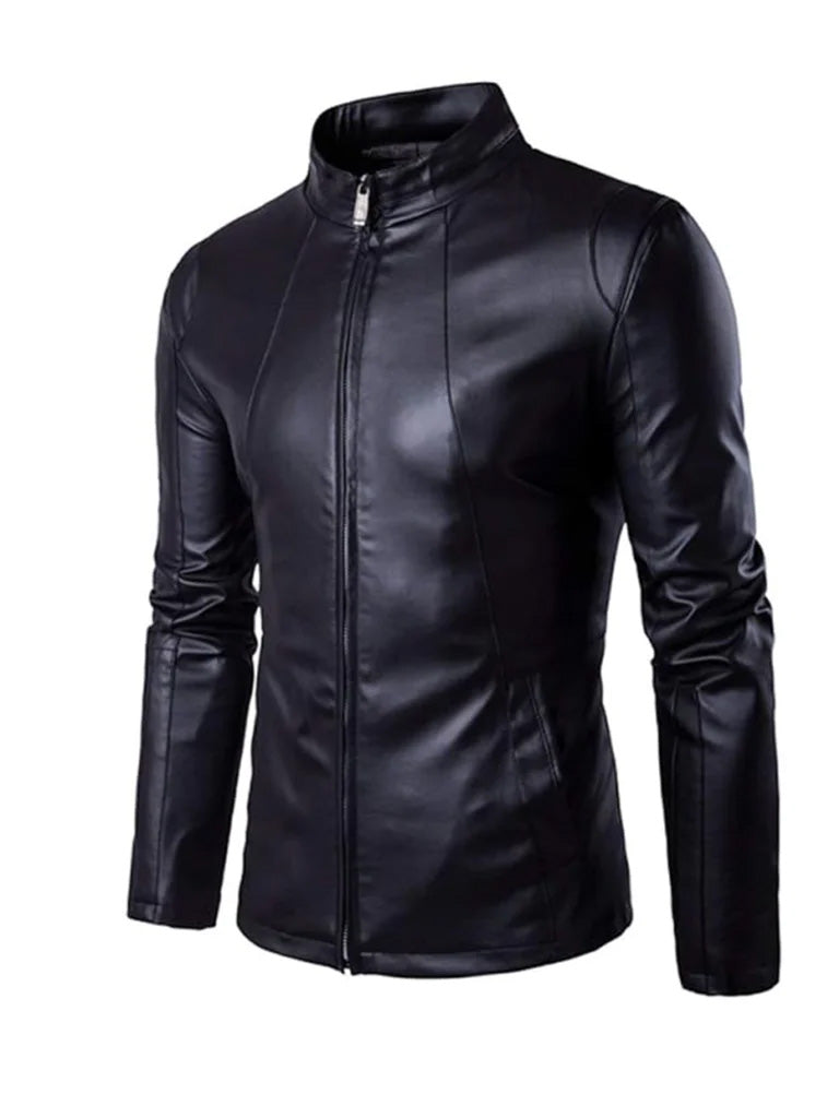 Bold Lined Black Leather Jacket - The Leather Jackets