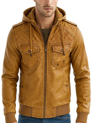 Vintage Brown Hooded Leather Jacket