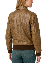 Vintage Distressed Brown Bomber Jacket