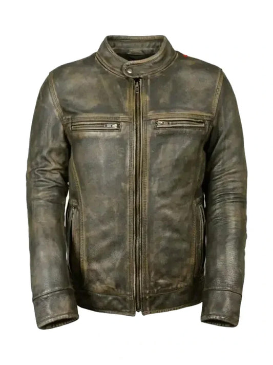 Vintage Biker Cafe Racer Leather Jacket - The Leather Jackets
