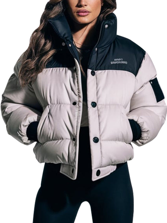 Women's Urban Contrast Puffer Jacket - The Leather Jackets