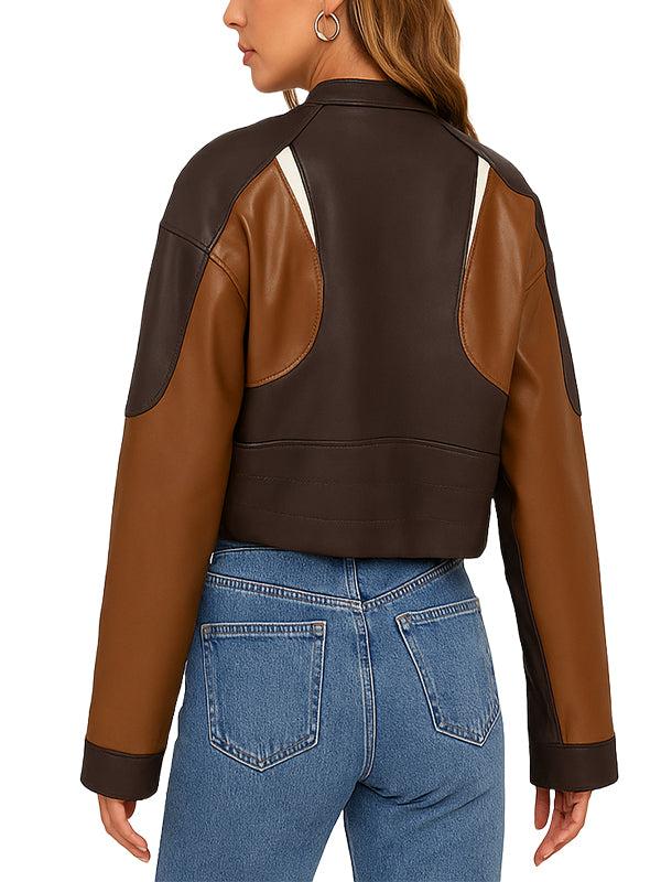 Womens Leather Cropped Jacket