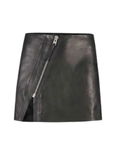 Women’s Black Asymmetrical Zip Leather Mini Skirt | Edgy High-Waist Skirt