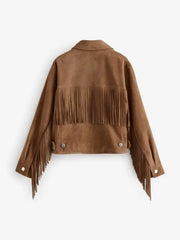 Women’s Suede Fringe Leather Jacket – Western Boho Cowgirl Style