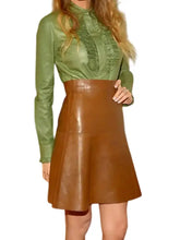 Women’s Tan Brown Flared Leather Skirt