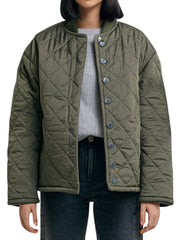 Women's Olive Green Quilted Stylish Jacket