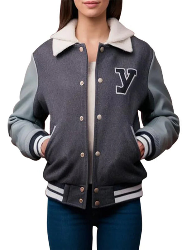 Women's Shearling-Collared Varsity Jacket