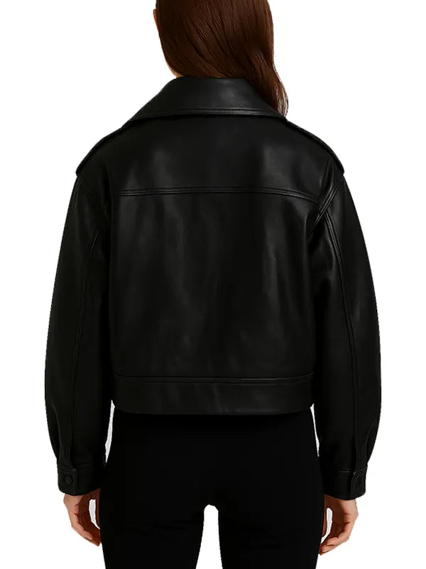 Womens Black Leather Biker Jacket