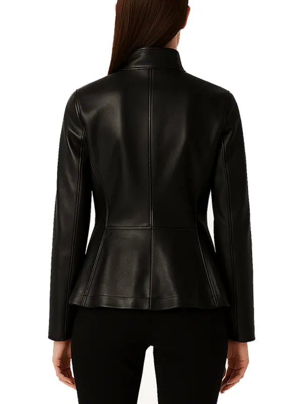 Womens Black Leather Blazer