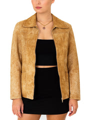 Women’s Classic Tan Suede Leather Jacket