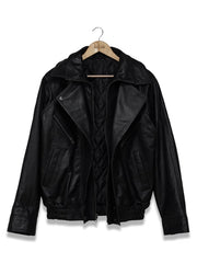 Fashion Lapel Style Black Biker Leather Jacket - The Leather Jackets