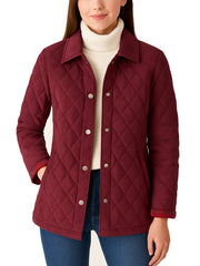 Womens Maroon Suede Quilted Jacket