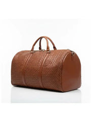 Premium Woven Leather Duffle Bag - Ideal Travel & Gym Companion