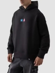 Men’s Black Graphic Hoodie with Front Icons & Large Spider Back Print – Oversized Fit