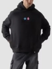 Men’s Black Graphic Hoodie with Front Icons & Large Spider Back Print – Oversized Fit