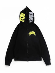 HMBL Black Full-Zip Hoodie with Skull Chain Graphic