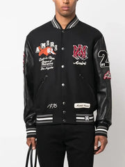 AMIRI Tiger Embroidered Black Varsity Jacket for Men