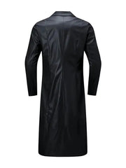 Men’s Classic Black Long Leather Coat