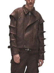 Men’s Distressed Brown Suede Leather Jacket