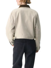 Women’s Beige Cotton Bomber Jacket