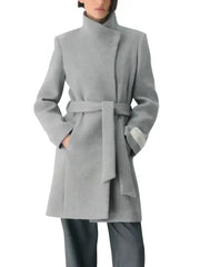 Women’s Grey Wool Belted Winter Coat