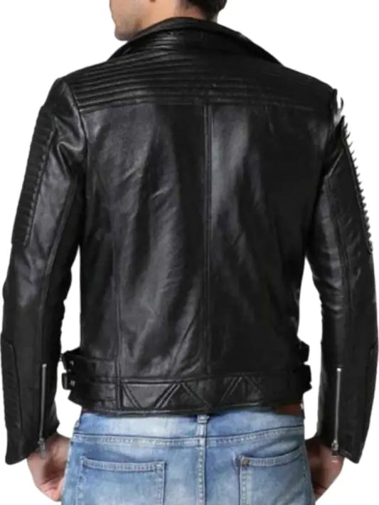 Men’s Black Quilted Leather Biker Jacket