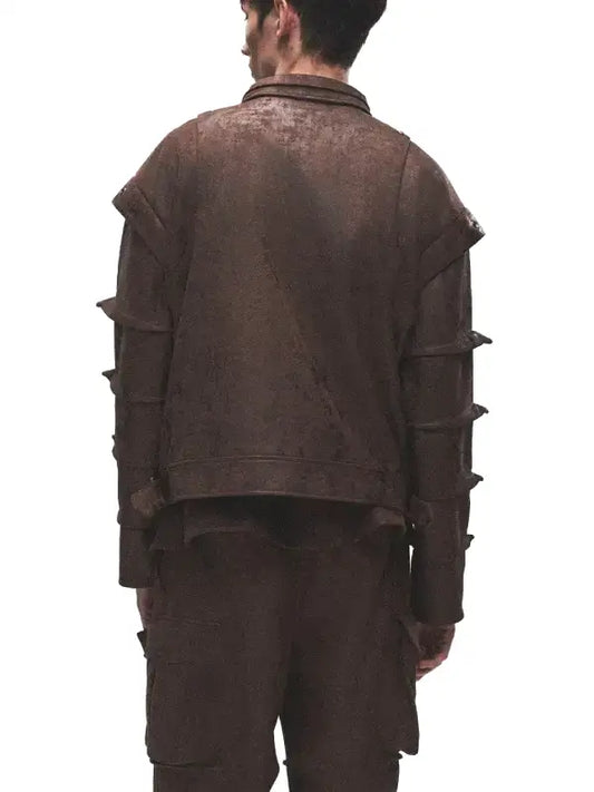 Men’s Distressed Brown Suede Leather Jacket