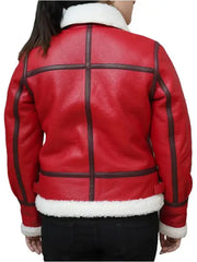 Women’s Red Shearling Leather Jacket