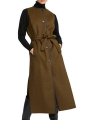 Women’s Brown Wool Long Vest Coat