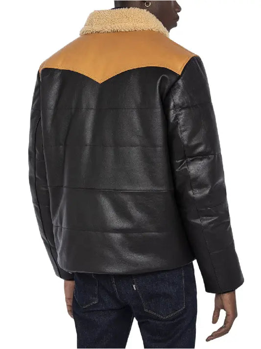 Men’s Black and Tan Shearling Leather Jacket