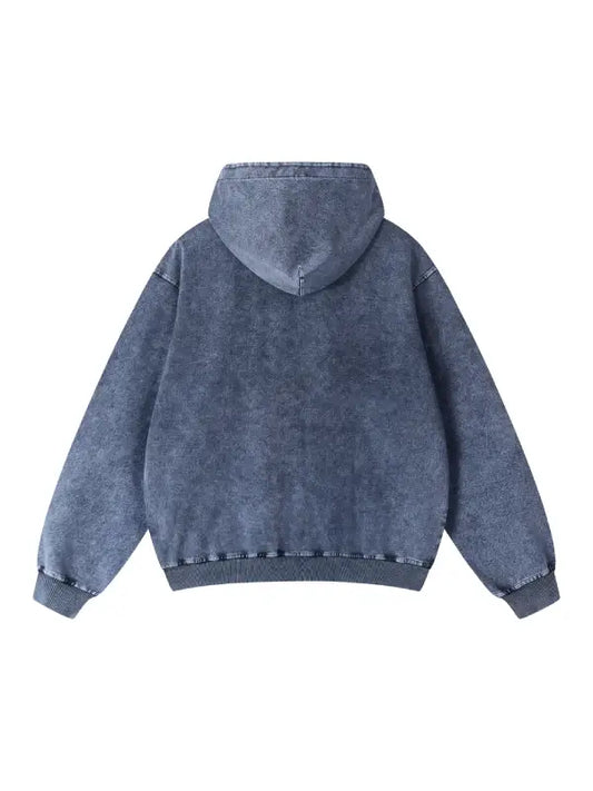 Unisex Vintage Denim-Wash Oversized Hoodie with Kangaroo Pocket