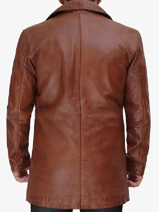 Distressed Brown Leather Blazer