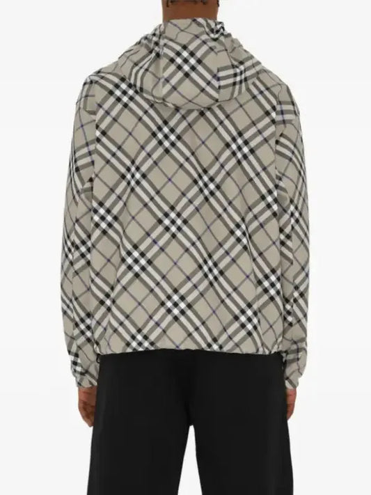 Men’s Lightweight Hooded Check Jacket – Premium Designer Plaid Windbreaker