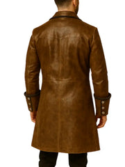Men’s Brown Vintage Long Leather Coat
