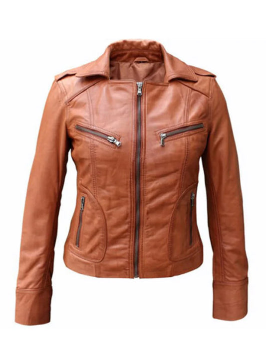 Woddy Brown Biker Leather Jacket