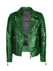 Vintage Green Biker Leather Jacket