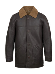 Black Shearling Genuine Leather Long Coat