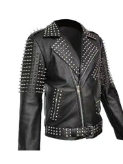 Black Leather Jacket with Spikes