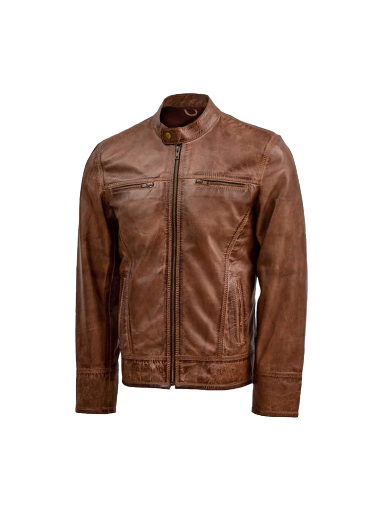 Waxed Vintage Brown Leather jacket